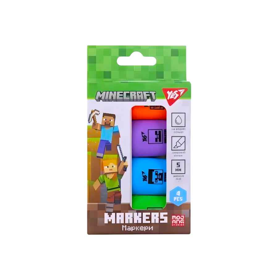 Набір маркерів Yes 4 кольори Minecraft фото