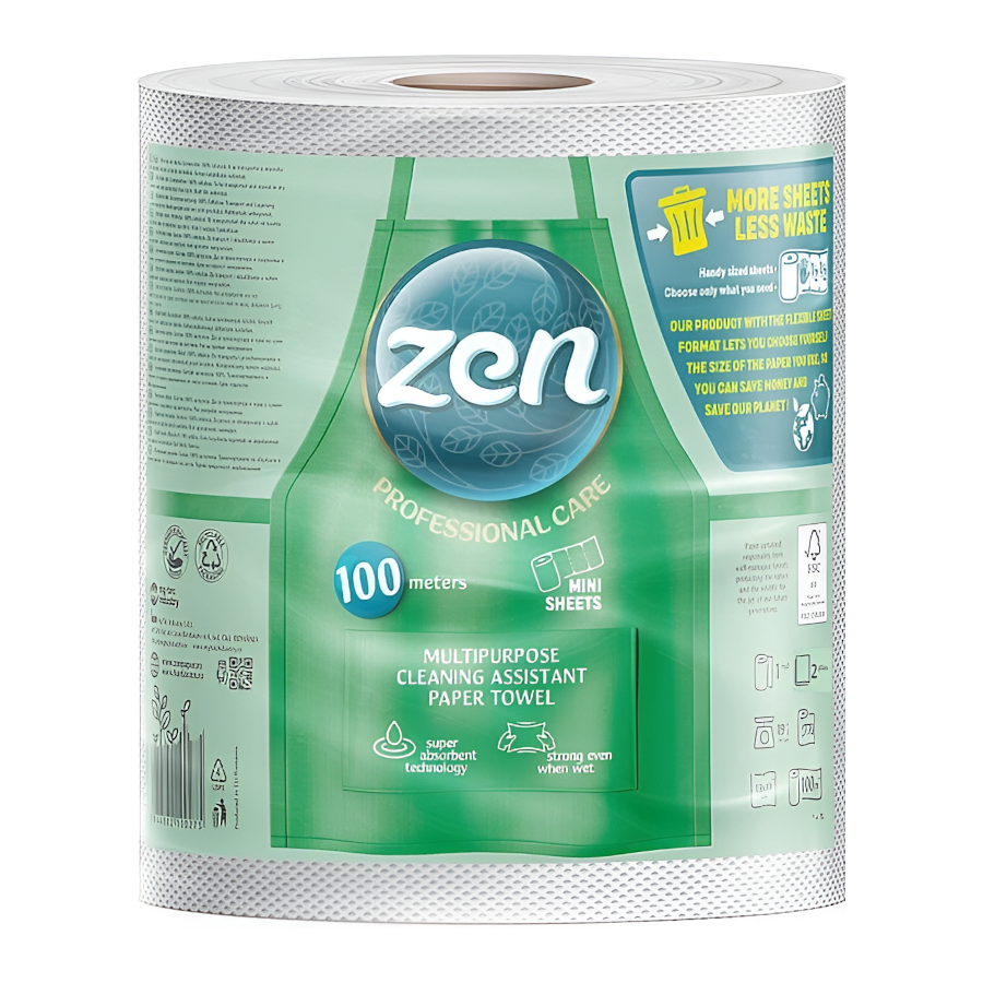 Рушники паперові Zen 770 аркушів 1 рулон 2-шарові Professional Care фото