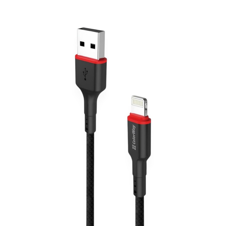 Кабель СolorWay USB to Apple Lightning 1 м 2,4А CW-CBUL064-BK Black мініатюра