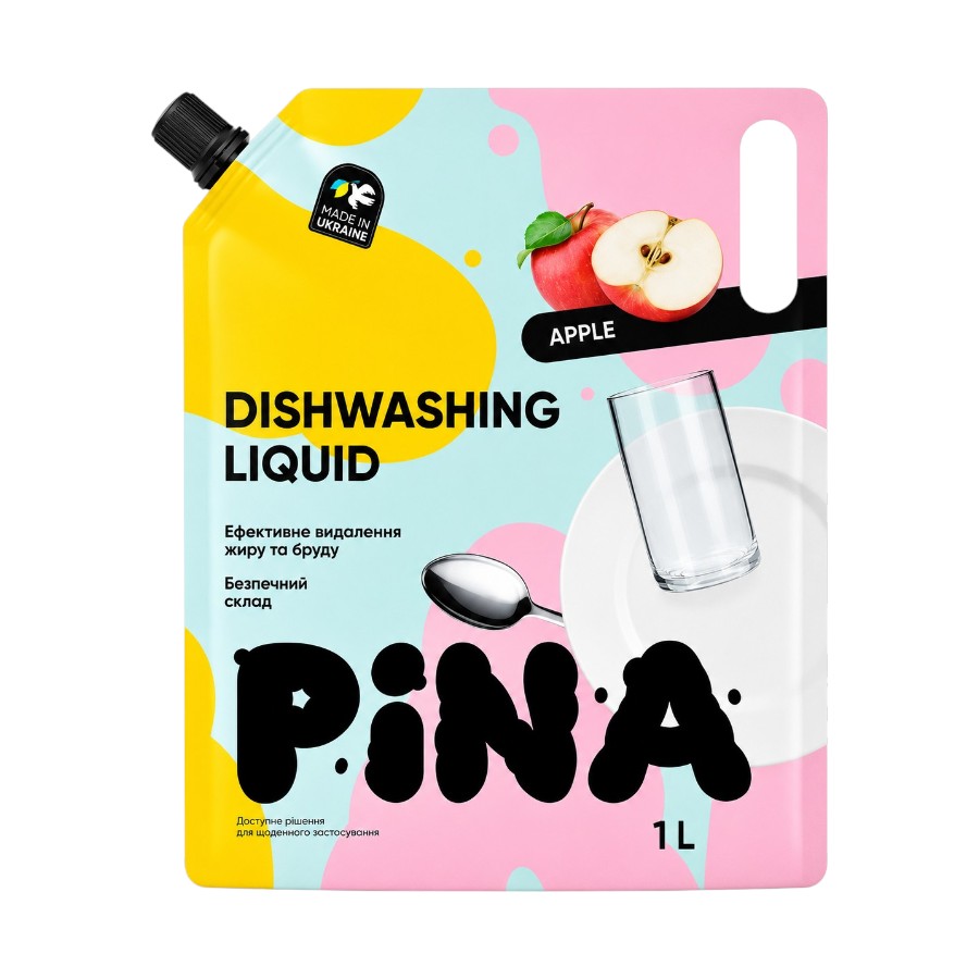 Засіб для миття посуду Pina 1 л Apple фото