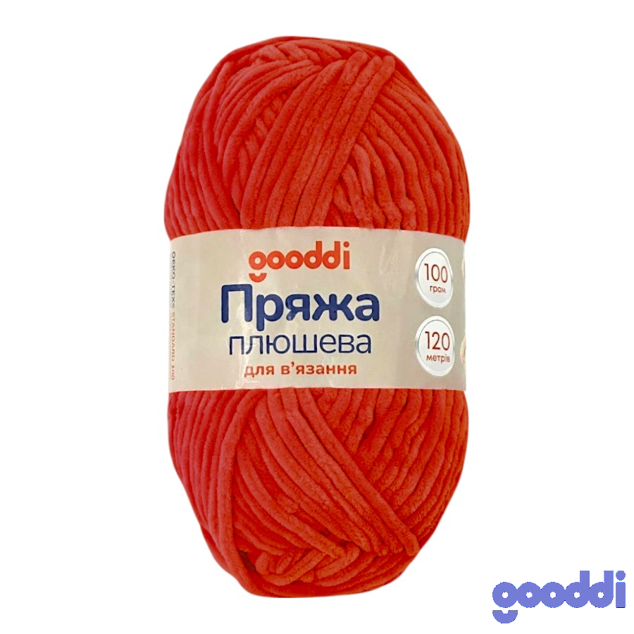 Пряжа плюшева Gooddi 100 г Червона 318 фото