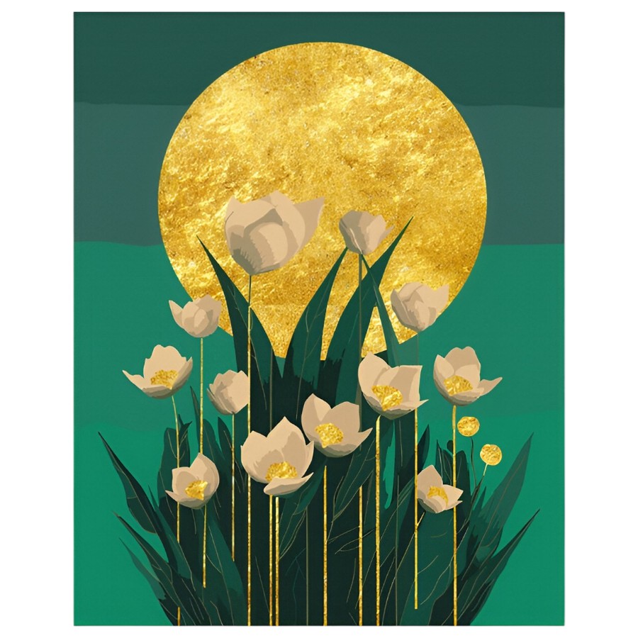 Картина за номерами Santi 40*50 см Квіти у місячному сяйві фото