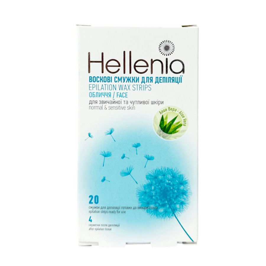 Смужечки для депіляції Hellenia 20 шт. Обличчя Алое вера мініатюра