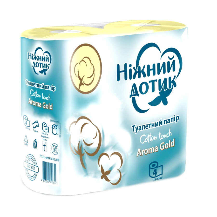 Папір туалетний Ніжний дотик 2-шаровий 4 рулони Aroma Gold фото