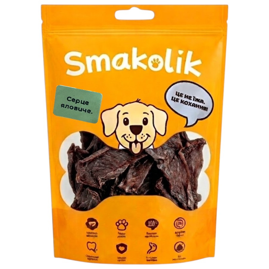 Ласощі для собак Smakolik 150 г Сушене серце яловиче фото