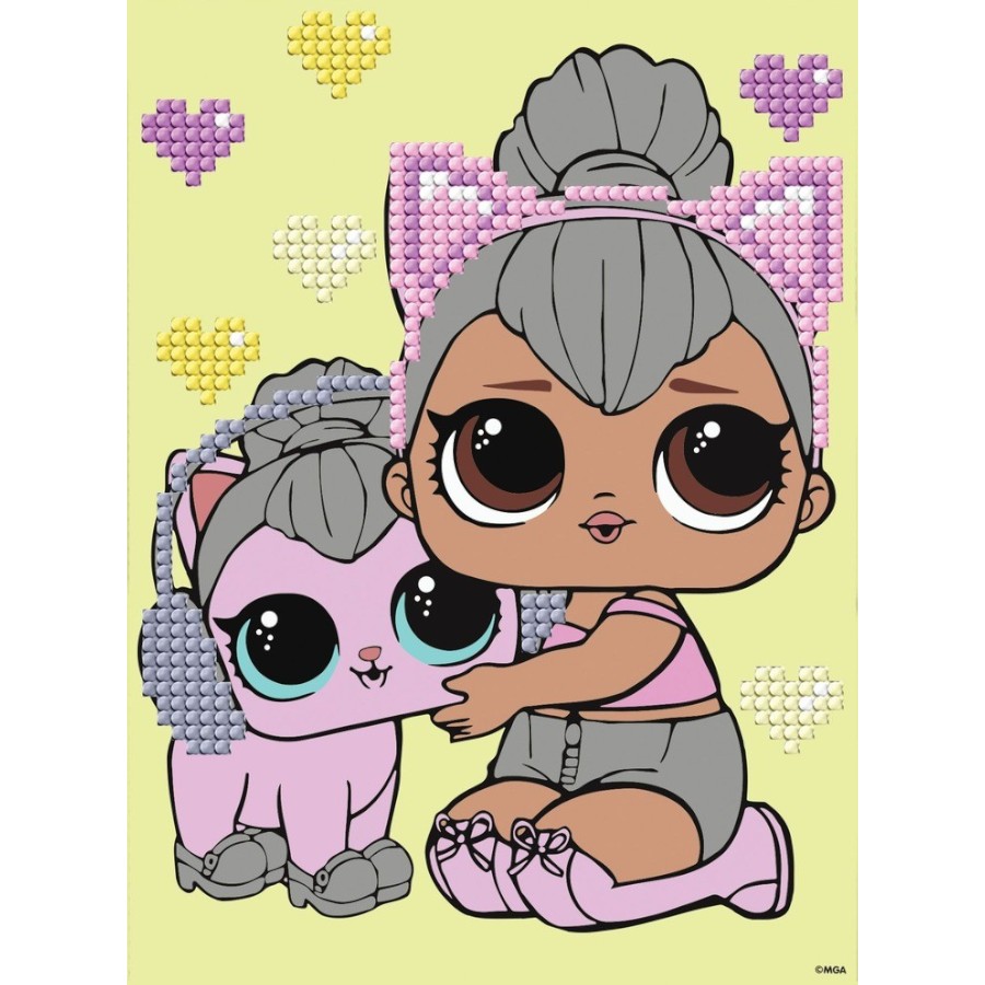 Алмазна мозаїка Ідейка 15*20 см L.O.L. Surprise! Kitty Queen With Kitty Kitty фото