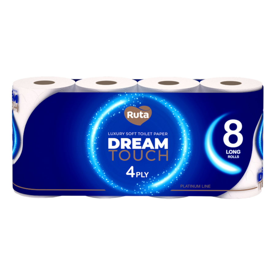 Папір туалетний Ruta 4-шаровий 8 рулонів Dream touch білий фото