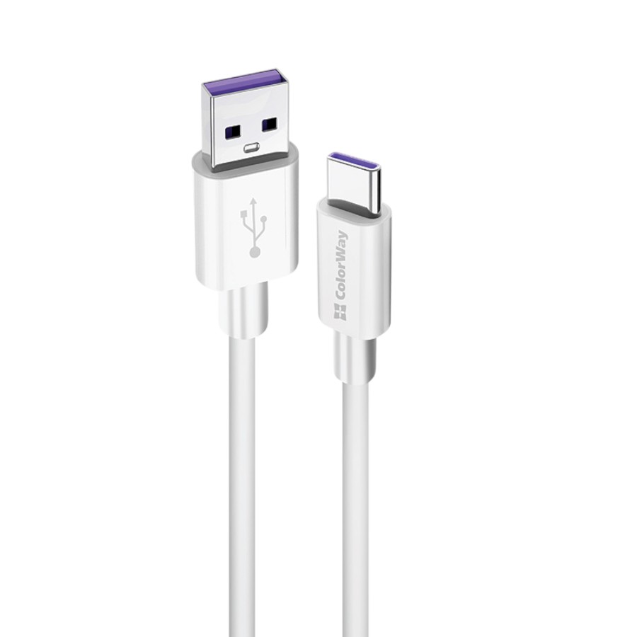 Кабель USB to Type-C ColorWay 1 м 5А white CW-CBUC019-WH фото
