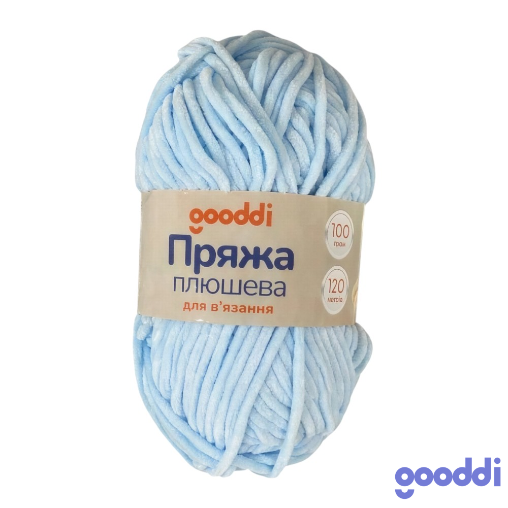 Пряжа плюшева Gooddi 100 г Світло-блакитна 306 фото