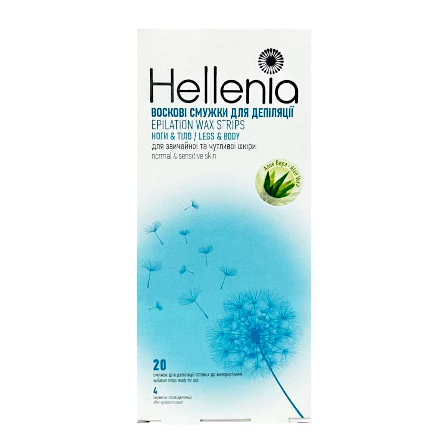 Смужечки для депіляції Hellenia 20 шт. Тіло & Ноги Алое вера фото