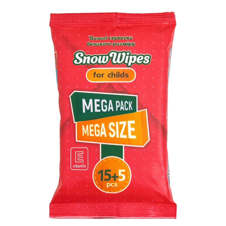 Вологі серветки дитячі Snow wipes з D- пантенолом і вітаміном E 15+5 шт фото