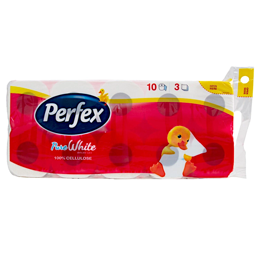 Папір туалетний Perfex 3-шаровий 10 рулонів Pure White фото