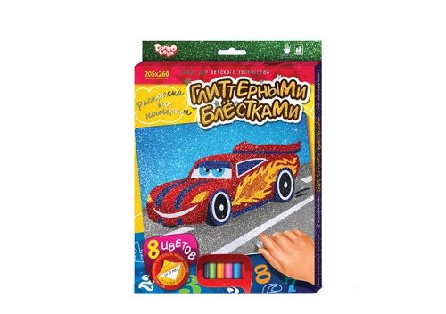 Набір для творчості Danko toys Розмальовка глітером міні Машинка фото