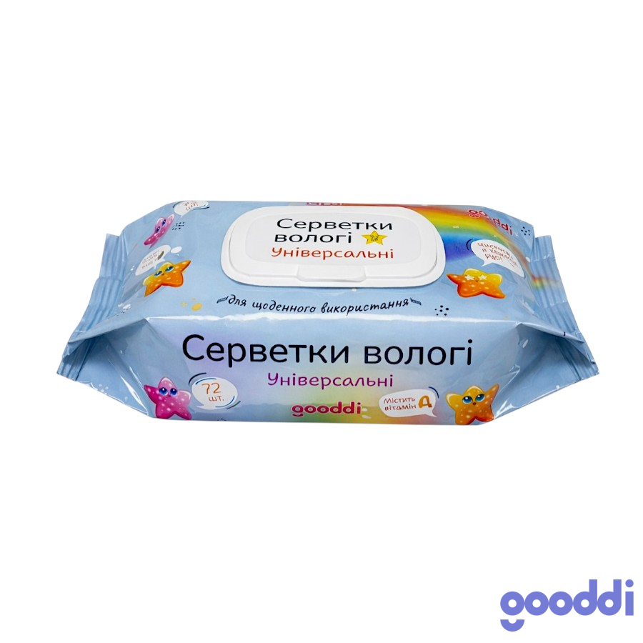Вологі серветки Gooddi 72 шт. Універсальні фото