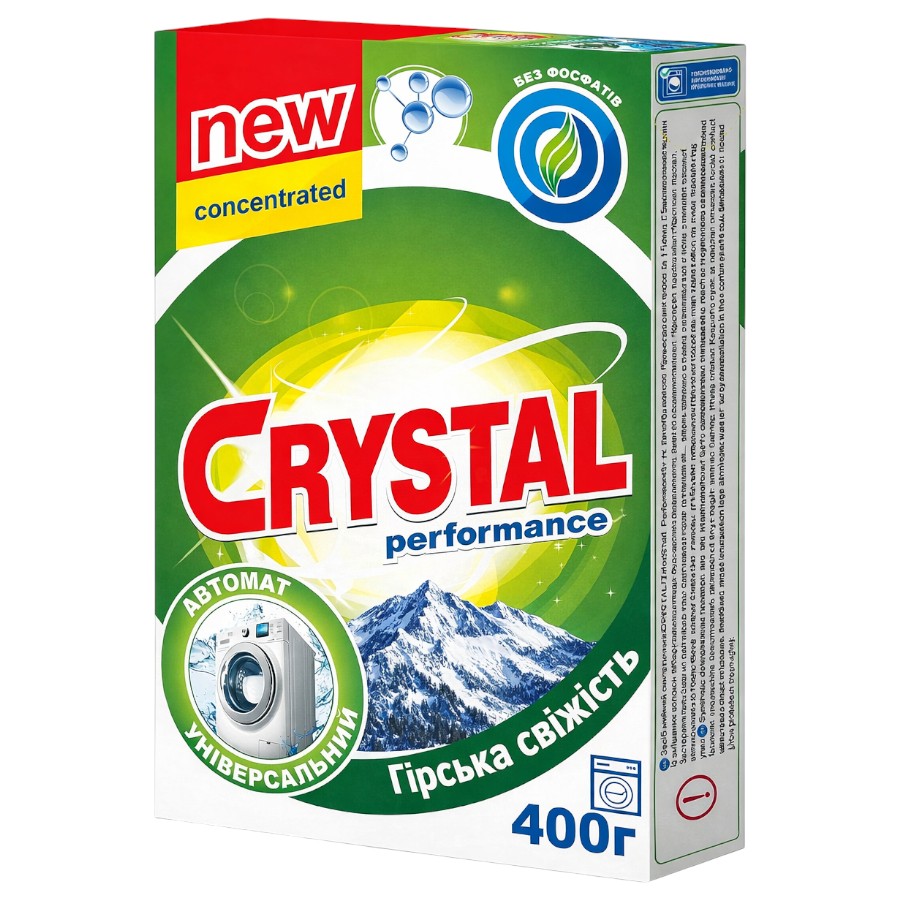 Порошок пральний Crystal Universal 400 г автомат Гірська свіжість фото