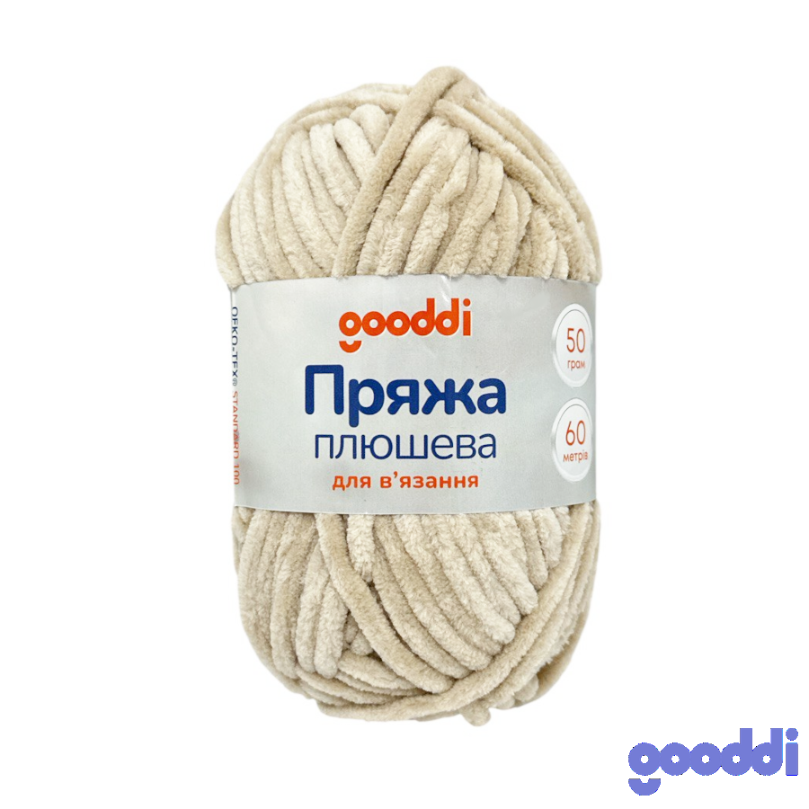 Пряжа плюшева Gooddi 50 г Бежево-рожева 342 фото