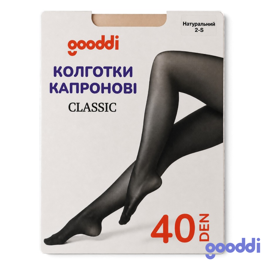 Колготи капронові Gooddi Classic 40 den 2 бежеві мініатюра