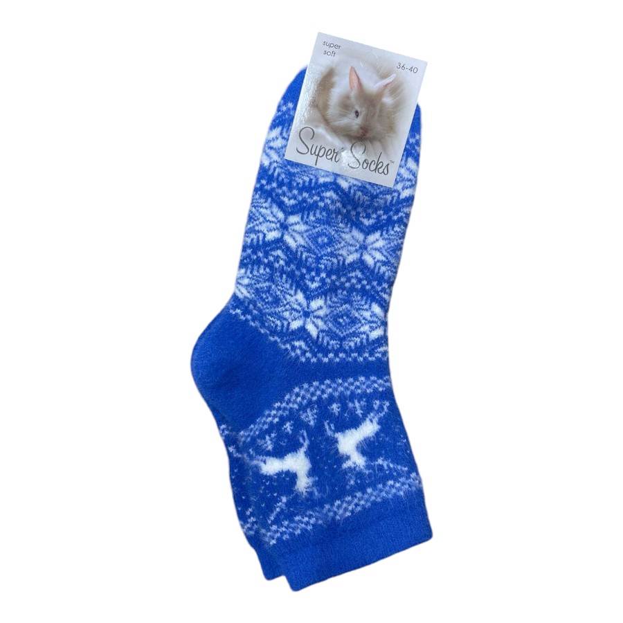 Шкарпетки жіночі Super Socks теплі 36-40 сині Олень і сніжинка фото