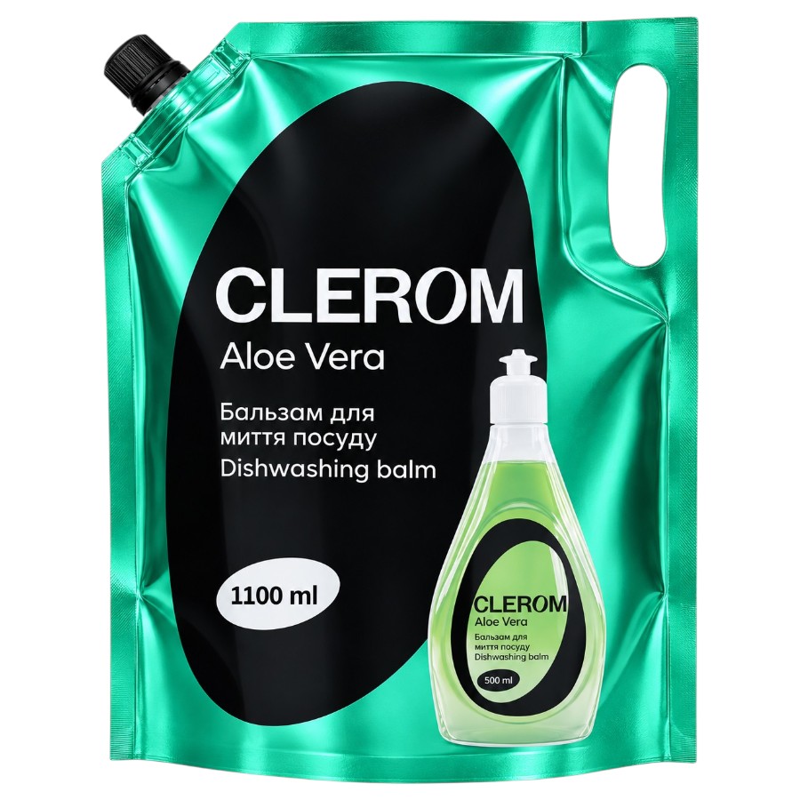 Бальзам для миття посуду Clerom 1,1 л Aloe vera фото