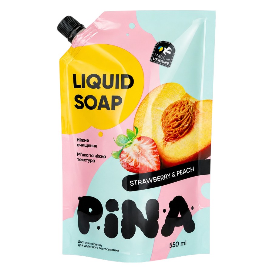 Мило рідке Pina 550 мл Strawberry and peach мініатюра