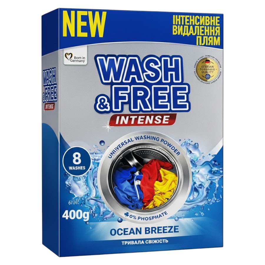 Порошок пральний Wash&Free Universal 400 г Intense Океанський бриз фото
