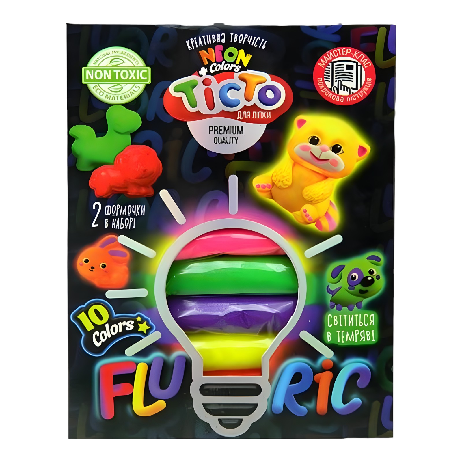 Тісто для ліплення Danko toys Fluoric 10 кольорів №1 фото