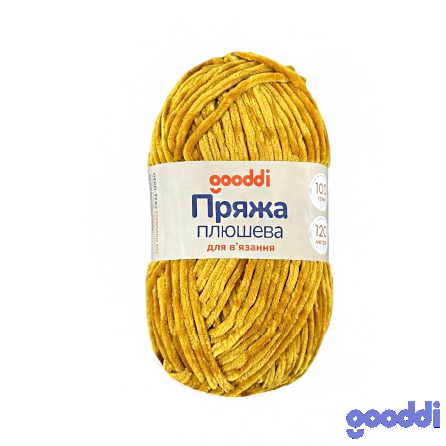 Пряжа плюшева Gooddi 100 г Жовто-помаранчева 330 фото