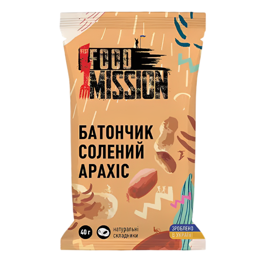 Батончик Food Mission 40 г Солений арахіс фото