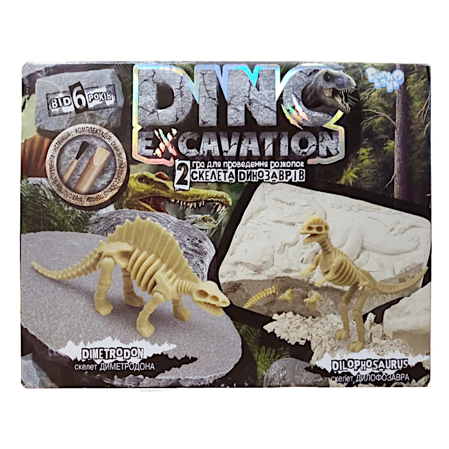 Набір для проведення розкопок Danko toys Dino Excavation 2 скелета фото