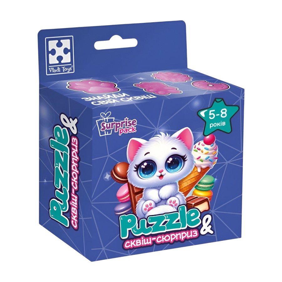 Пазли для малюків з сюрпризом Vladi Toys Біле кошенятко фото