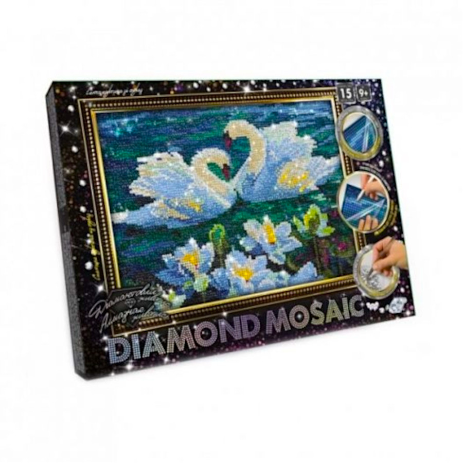 Набір для творчості Danko toys Diamond Mosaic Лебеді мініатюра