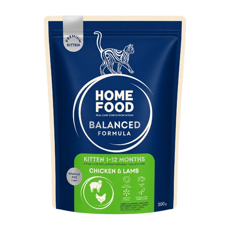 Корм для кошенят Home Food 300 г Premium з куркою та ягням мініатюра