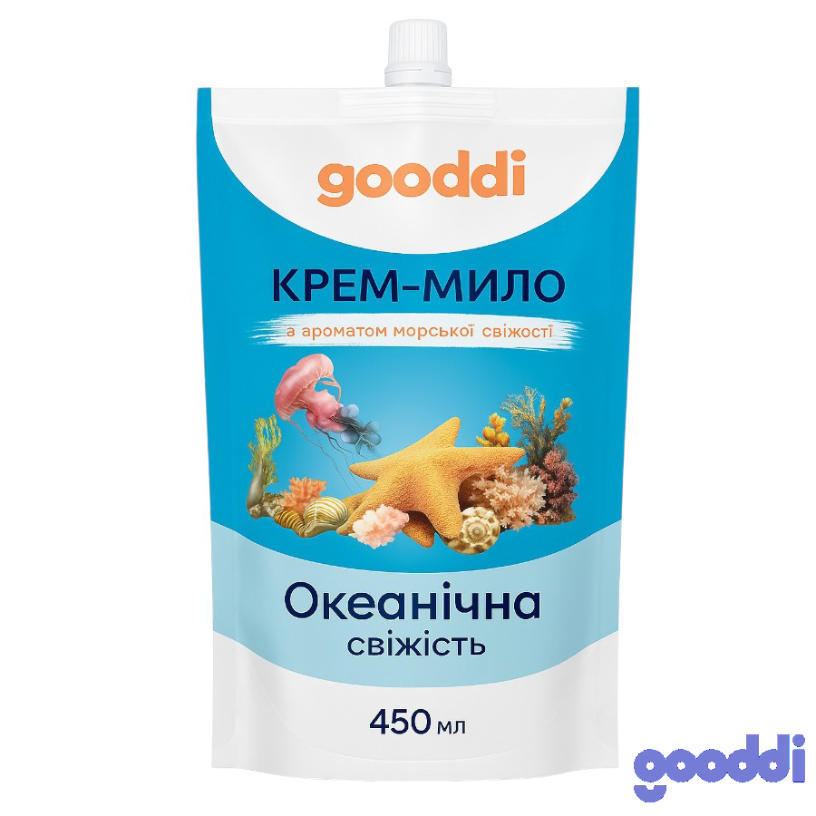 Крем-мило рідке Gooddi 450 мл Океанічна свіжість дой-пак фото