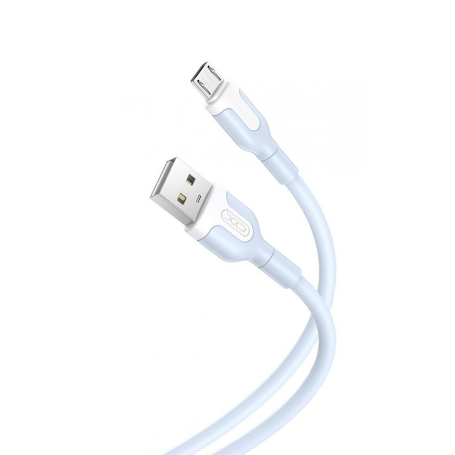 Кабель XO USB to Micro 1 м 2,1 А Blue мініатюра
