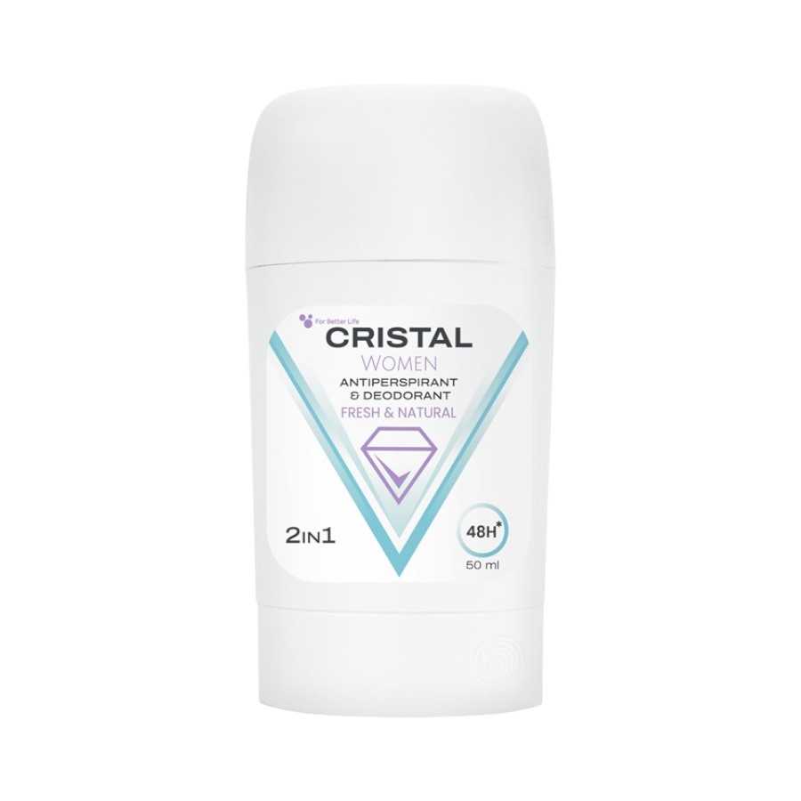 Антиперспірант для жінок Cristal 50 мл стік 2 в 1 Fresh&Natural фото