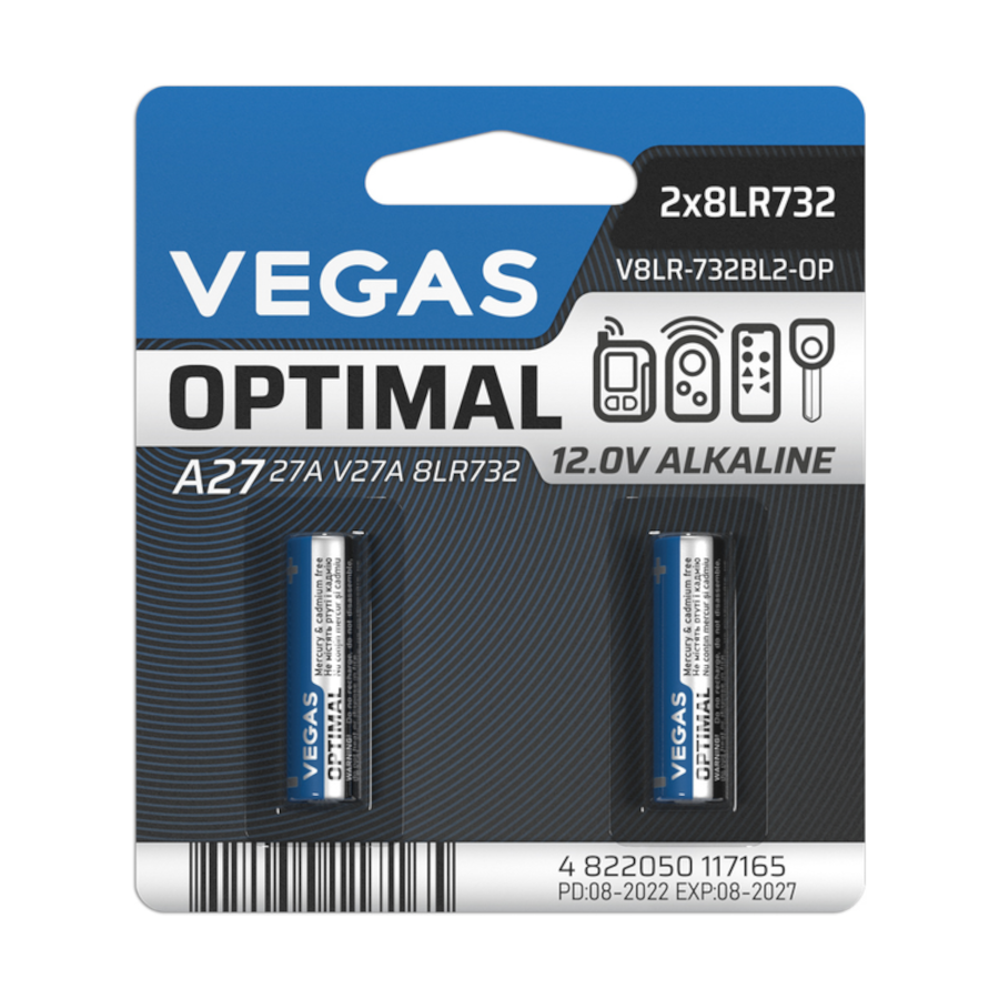 Батарейка Vegas 2 шт. A27 Optimal мініатюра