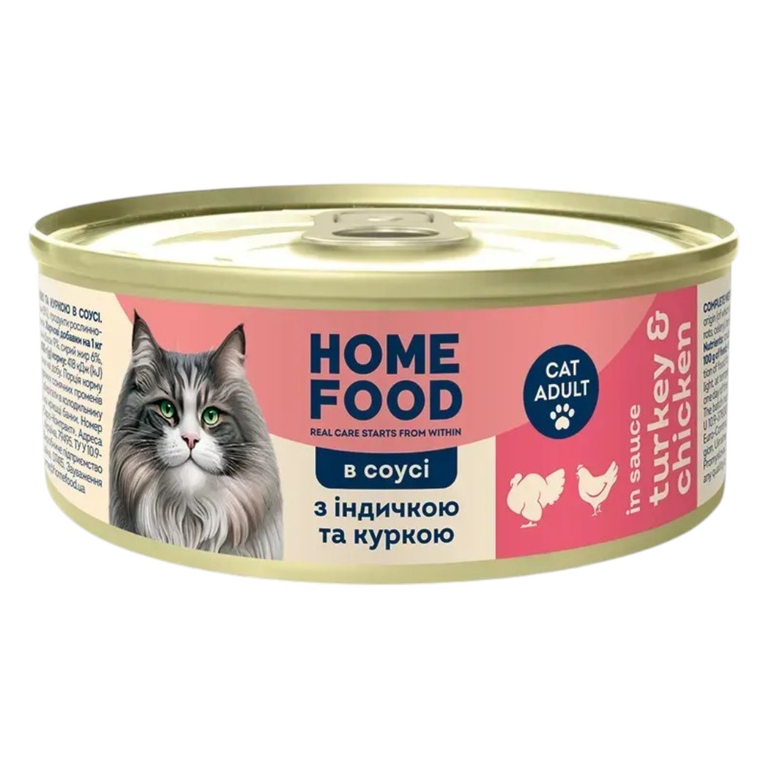 Корм для котів Home Food 85 г в соусі з індичкою та куркою мініатюра