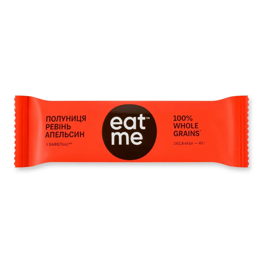 Батончик зерновий EatMe 40 г Полуниця, ревінь та апельсин мініатюра