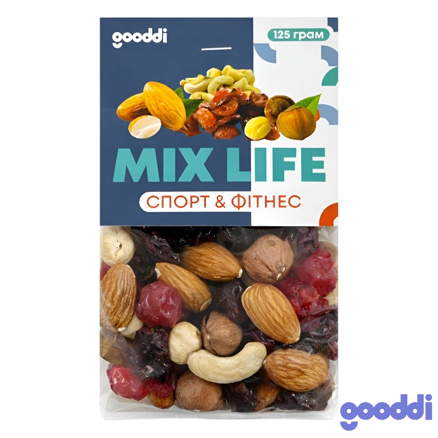 Суміш горіхів та фруктів Gooddi 125 г Mix life фото