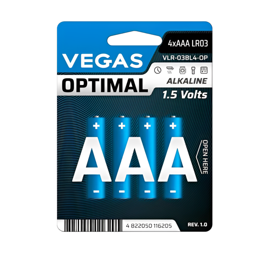 Батарейка Vegas AAA (LR03) 4 шт. Optimal мініатюра