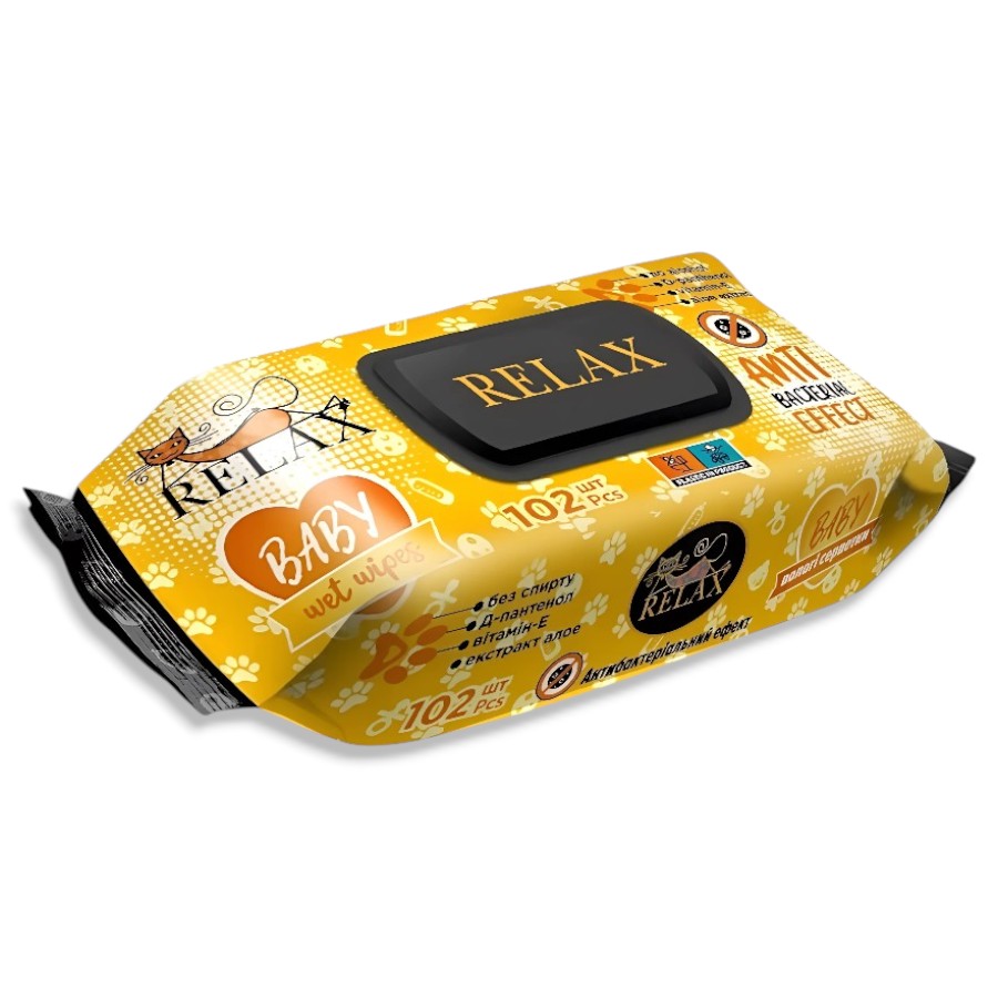 Вологі серветки Relax 102 шт. Baby antibacterial фото