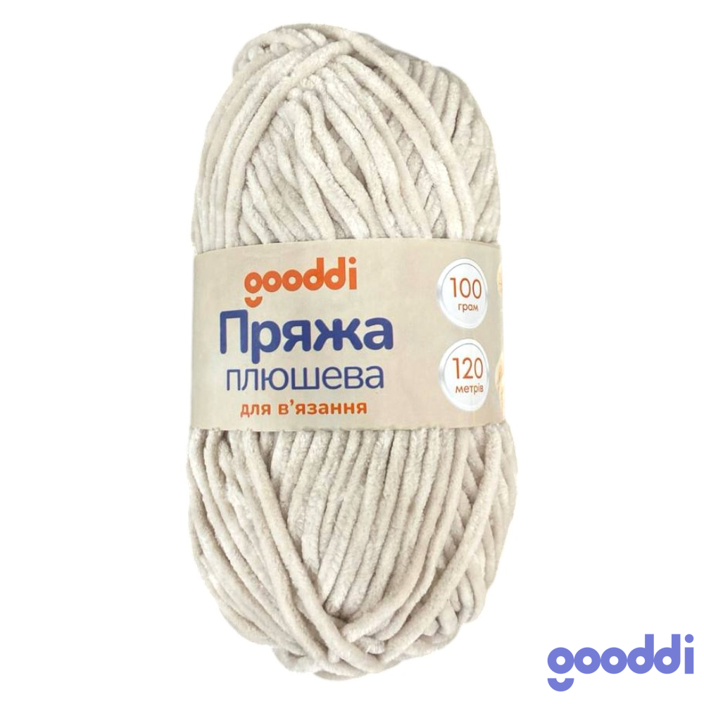 Пряжа плюшева Gooddi 100 г Світло-бежева 304 фото