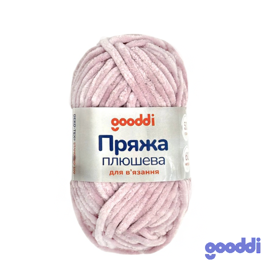 Пряжа плюшева Gooddi 50 г Пудра 349 фото