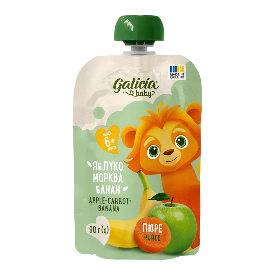 Пюре фруктове Galicia baby 90 г Яблуко-морква-банан фото