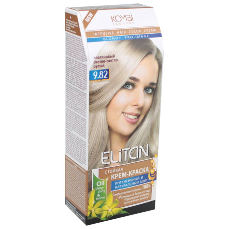 Крем-фарба для волосся Elitan Intensive 9.82 Платиновий світло-русявий мініатюра