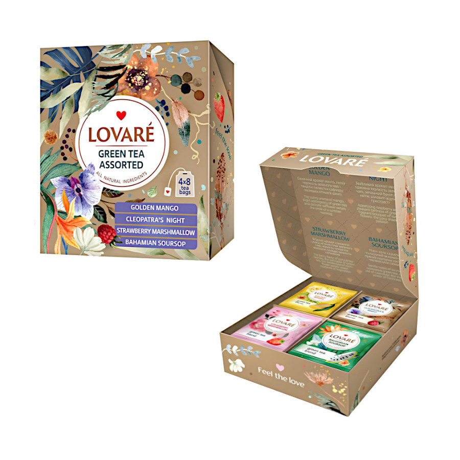Чай Lovare 32 пакетика Green tea Assorted фото