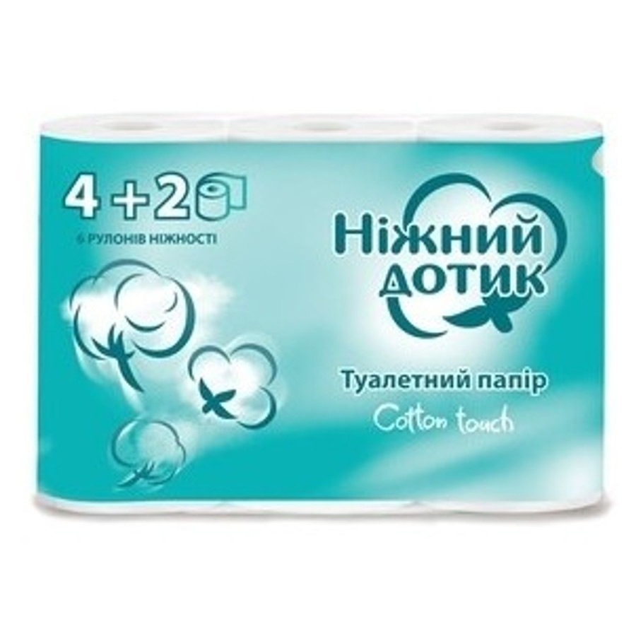 Папір туалетний Ніжний дотик 2-шаровий 6 рулонів мініатюра