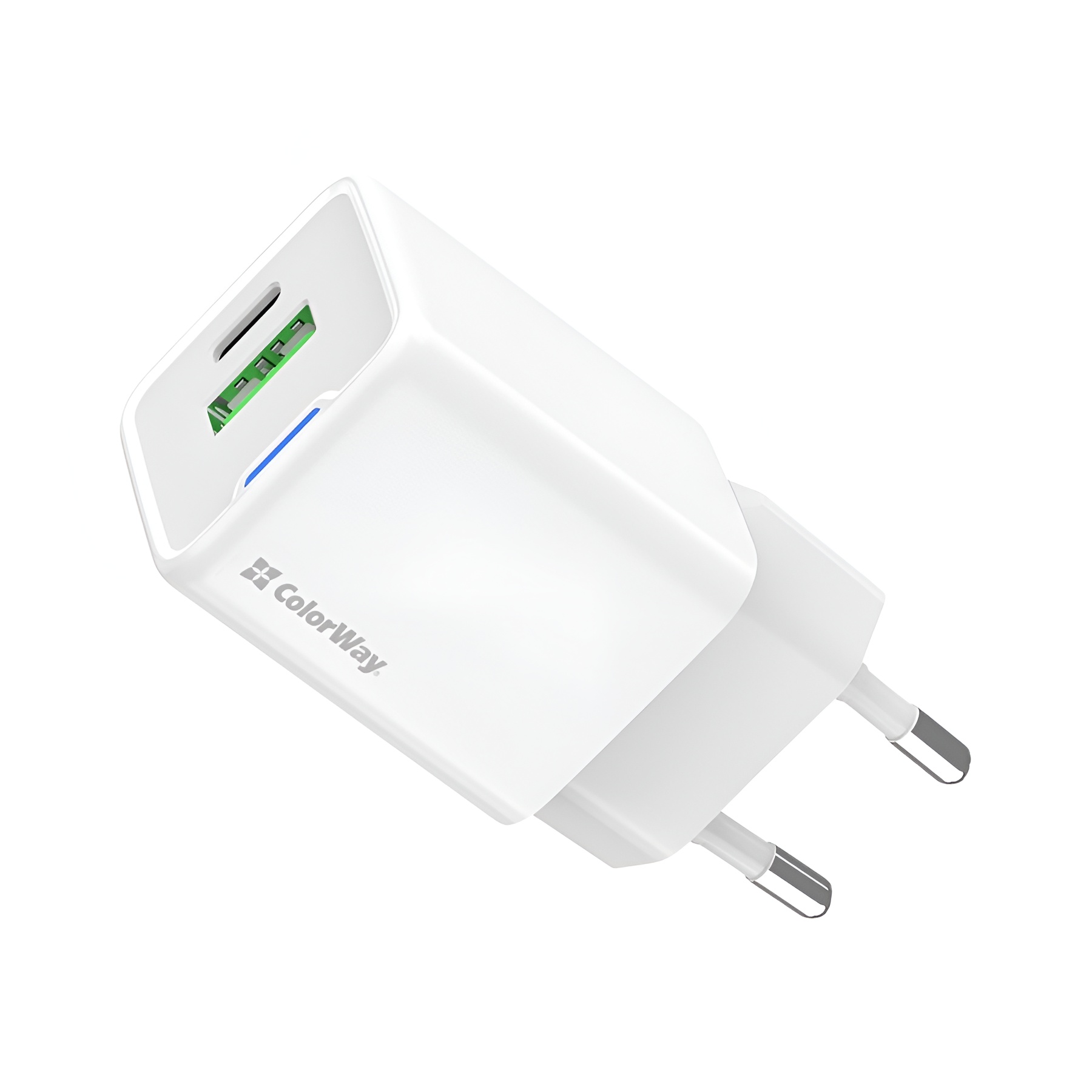 Зарядний пристрій СolorWay Type-C USB-A mini 20 Вт 3 A White фото