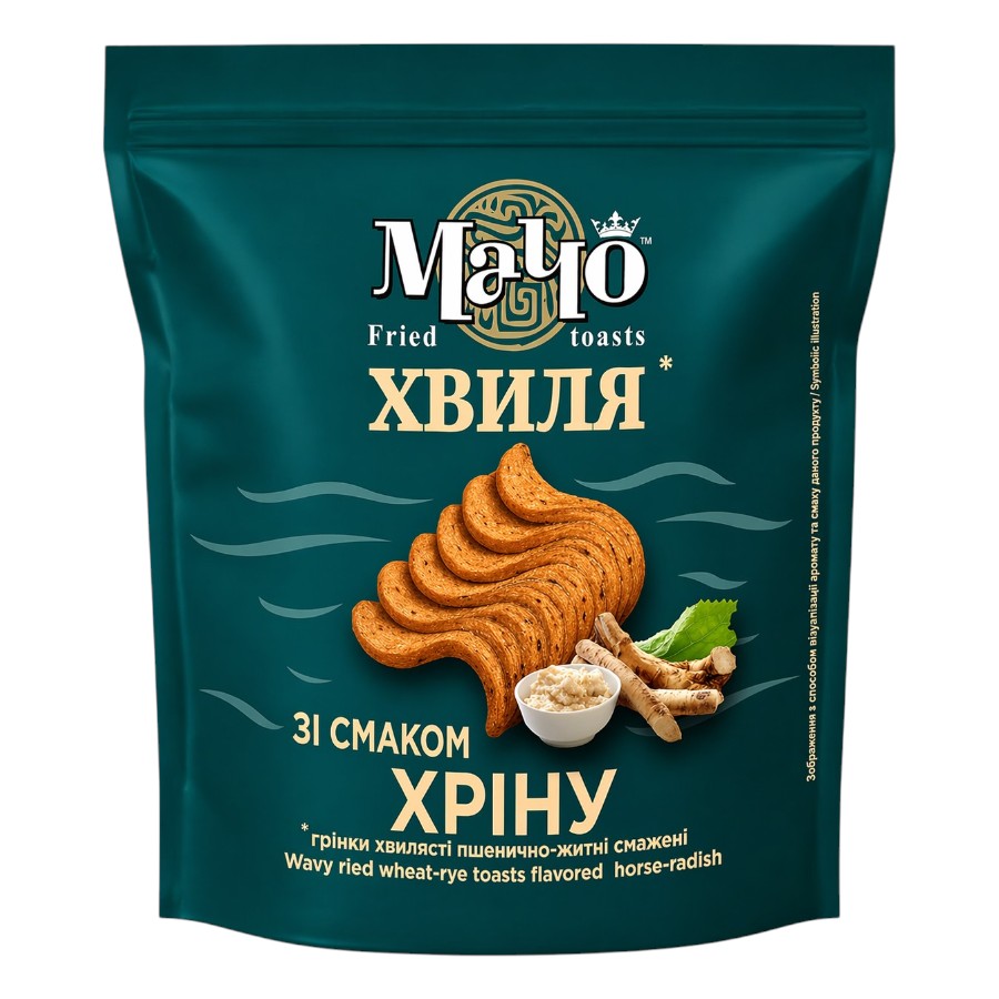 Грінки Мачо 80 г Хвиля зі смаком хріну фото