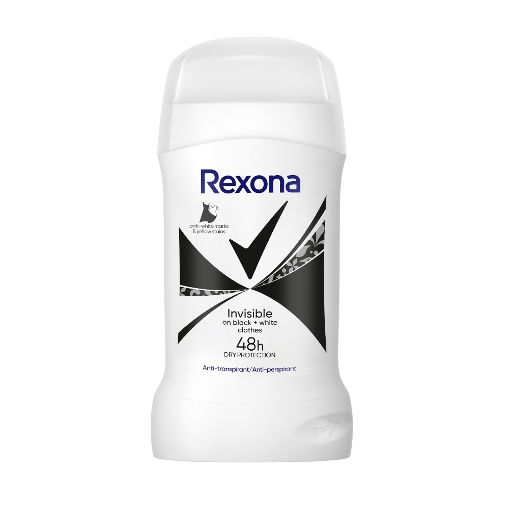 Антиперспірант для жінок Rexona 50 мл стік Невидимий на чорному і білому фото